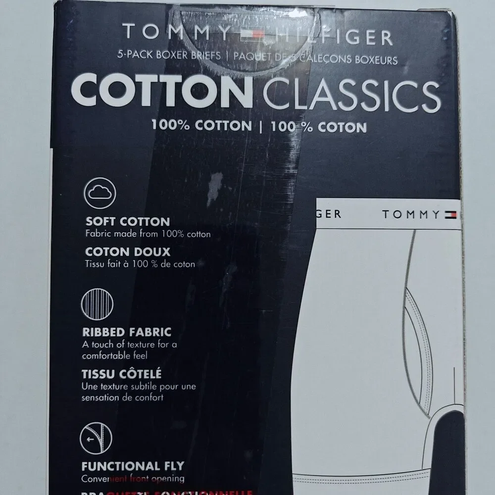 NEW Tommy Hilfiger Underwear Boxer Briefs 5 Pack Cotton S Small Blue Black NWT